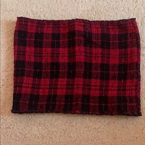 hollister smocked plaid tube top